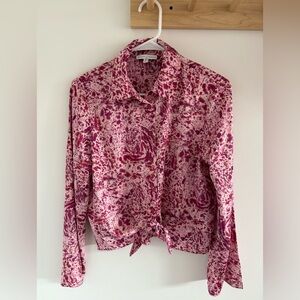 Maison D'Amelie Pink Garden Floral Printed Blouse Size Small
